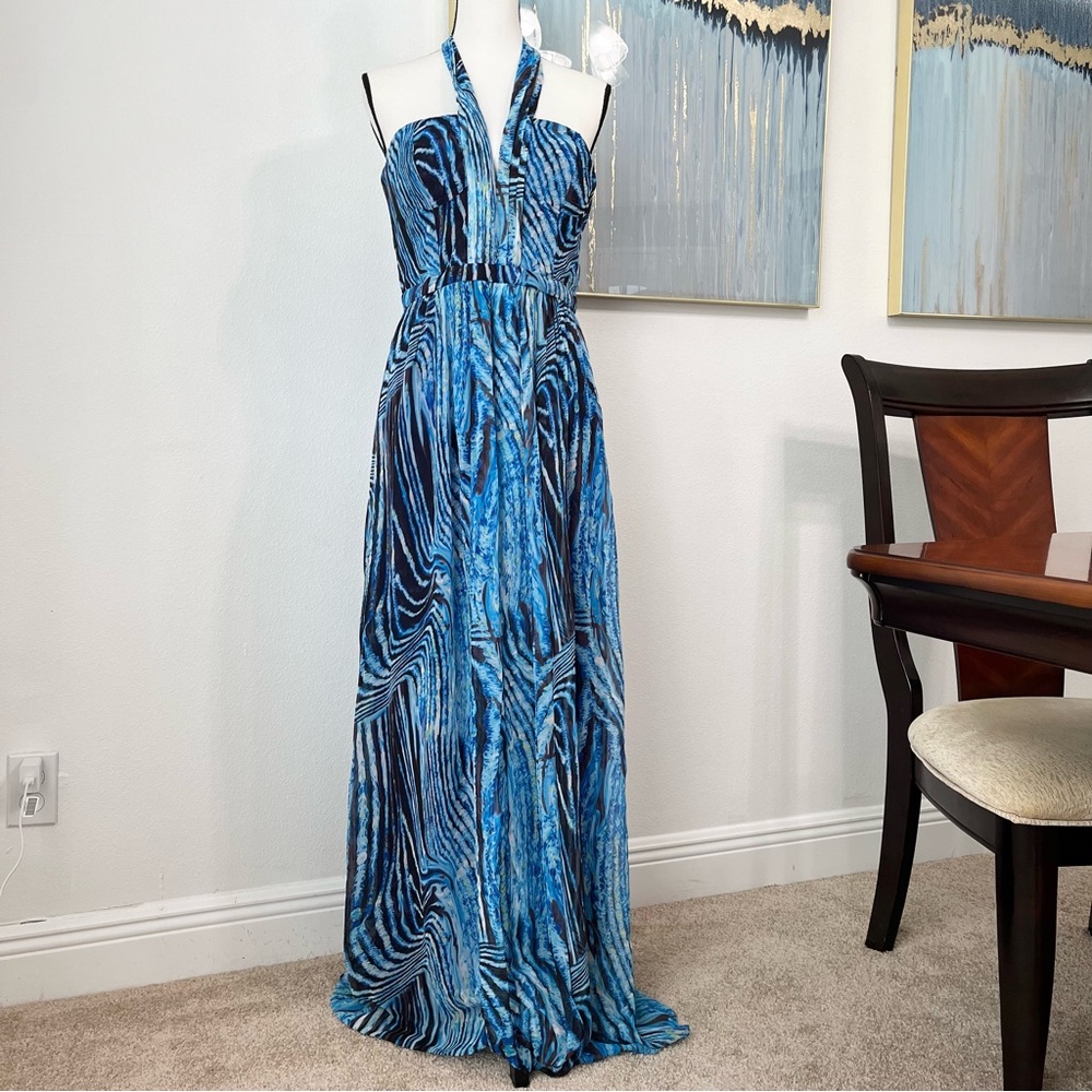 Bcbgeneration Vibrant Blue Patterned Maxi Dress - image 3